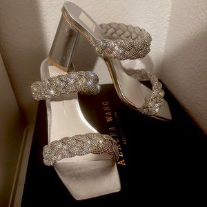 Dolce Vita Paily Embellished High Heel Sandals Women's 10 Silver Open Toe SlipOn